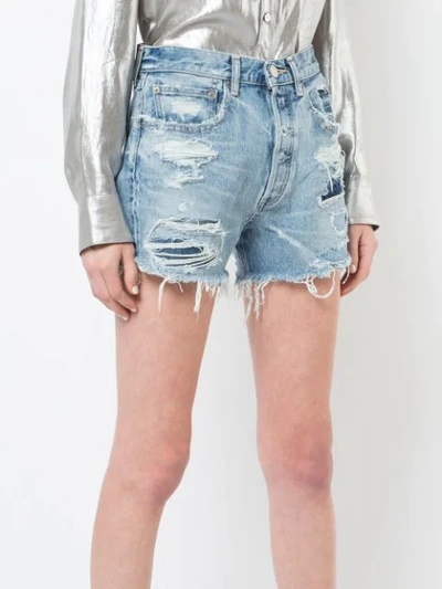 Shop Moussy Vintage Distressed Denim Shorts - Blue