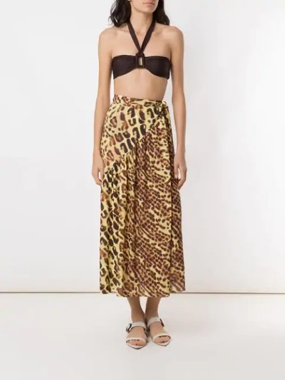 Shop Adriana Degreas Animal Print Beach Skirt In Marrom