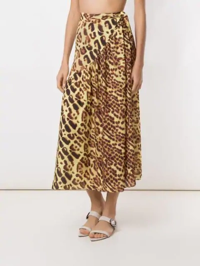 Shop Adriana Degreas Animal Print Beach Skirt In Marrom