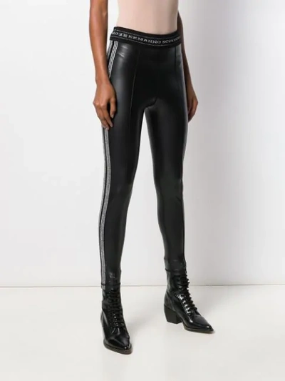 Shop Ermanno Scervino Stripe Panel Leggings In Black