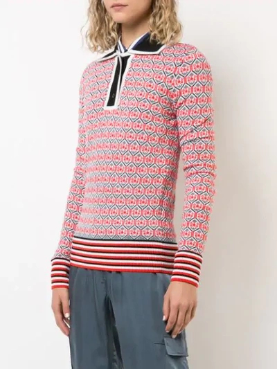 Shop Carven Jacquard Polo - Multicolour