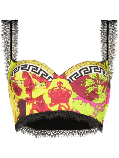 Shop Versace Mixed-print Bralette Top In A7000 Multi