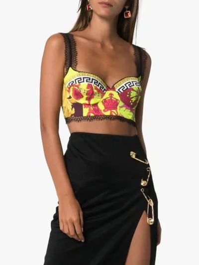 Shop Versace Mixed-print Bralette Top In A7000 Multi