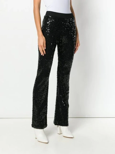 Shop P.a.r.o.s.h . Sequin Bootcut Trousers - Black