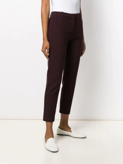 Shop Pinko Slim Fit Cropped Trousers In Red