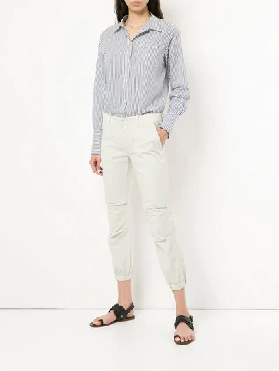 Shop Nili Lotan Cropped French Military Trousers In Grey
