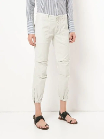 Shop Nili Lotan Cropped French Military Trousers In Grey