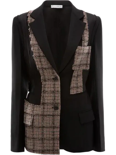 Shop Jw Anderson Patchwork Tailored Wool Jacket In Black