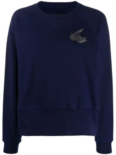 Shop Vivienne Westwood Anglomania Embroidered Logo Sweatshirt In Blue