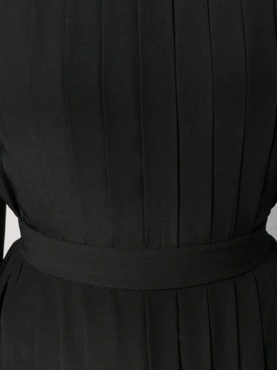 Shop Fendi Square Shoulder Pleated Dress In Black