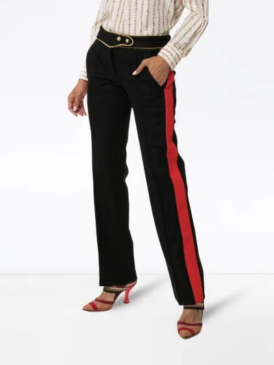 Shop Paco Rabanne Contrast-stripe Tailored Trousers In Black