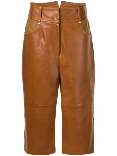 Shop Nehera Cropped High Waisted Trousers In Brown