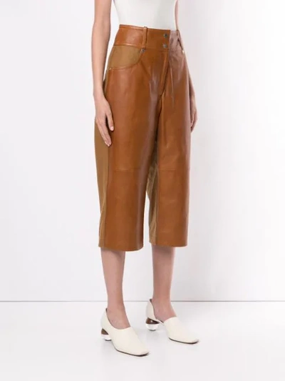 Shop Nehera Cropped High Waisted Trousers In Brown