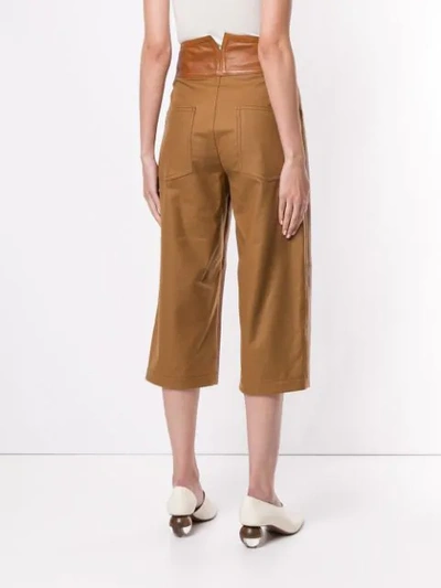 Shop Nehera Cropped High Waisted Trousers In Brown