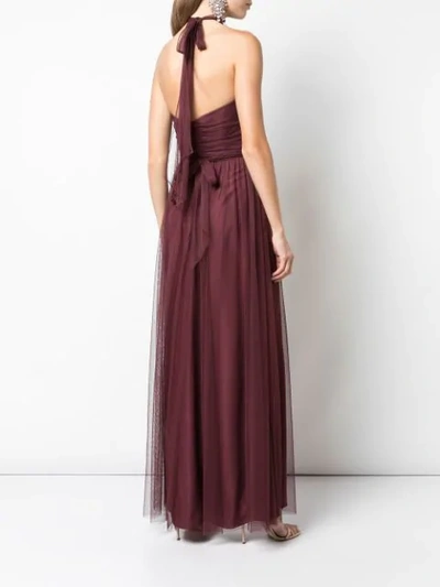 AMSALE HALTERNECK CHIFFON GOWN - 红色