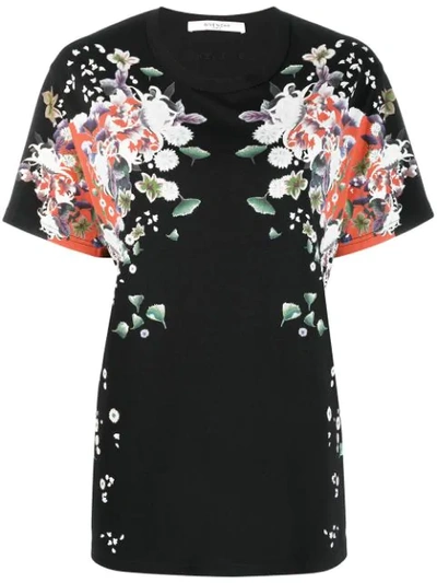 Shop Givenchy Floral Print T-shirt In Black