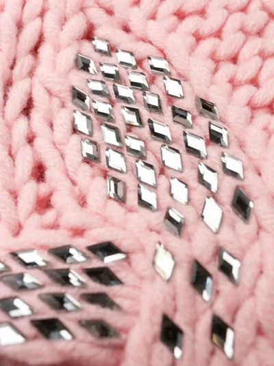 Shop Ermanno Scervino Embellished Cable Knit Sweater In Pink