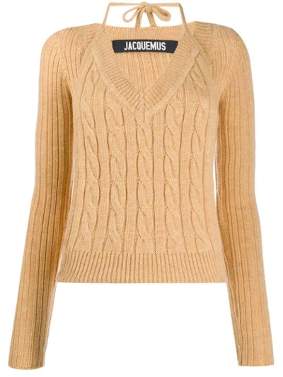 Shop Jacquemus Layered Cable-knit Jumper In Neutrals