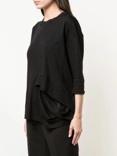 Shop Yohji Yamamoto Asymmetric Top With Cut Out Details In Black