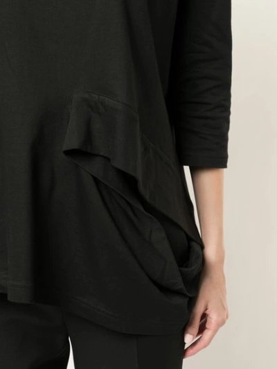 Shop Yohji Yamamoto Asymmetric Top With Cut Out Details In Black