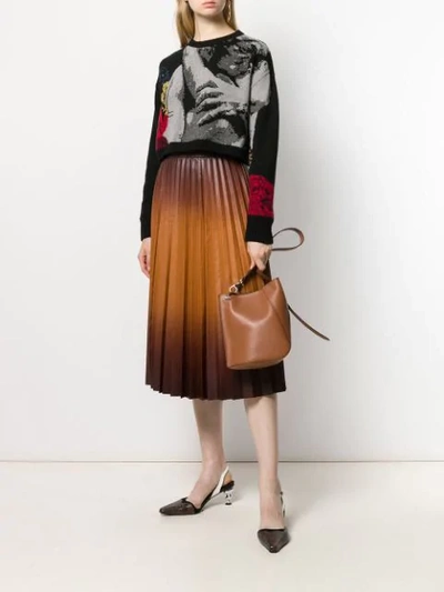 Shop Givenchy Gradient Pleated Midi Skirt In Brown