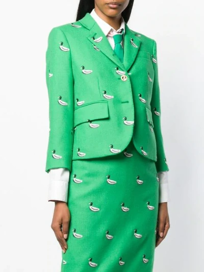 Shop Thom Browne Duck Embroidered Green Sport Coat