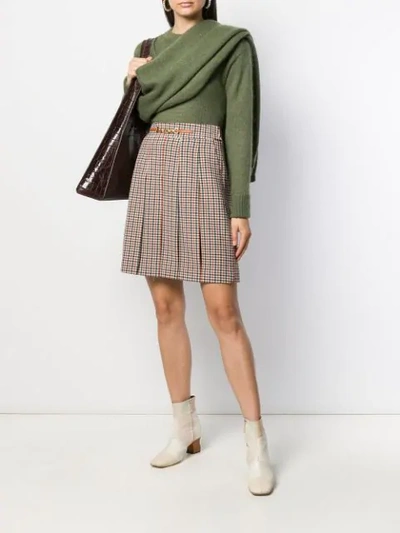 Shop Tory Burch Chain Detail Skirt In Neutrals