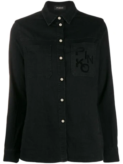 Shop Pinko Klassisches Jeanshemd In Z99  Black