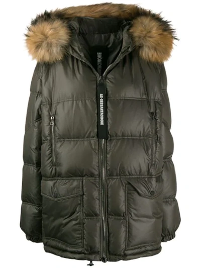 Shop As65 Fur Trimmed Puffer Coat In 790 Army