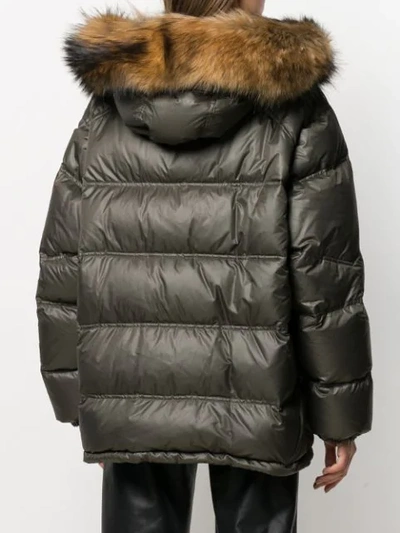 AS65 FUR TRIMMED PUFFER COAT - 绿色