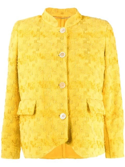 Shop Ermanno Scervino Embroidered Fitted Jacket In Yellow