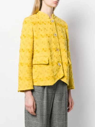 Shop Ermanno Scervino Embroidered Fitted Jacket In Yellow