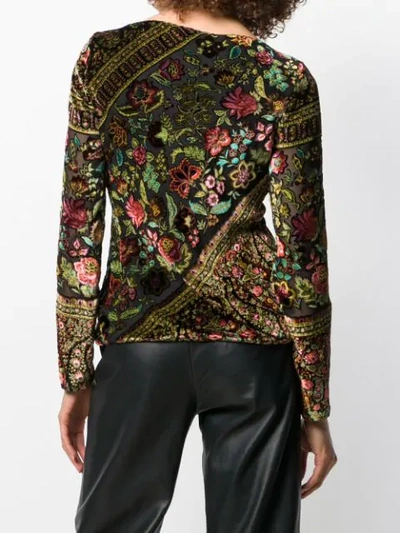 Shop Etro Embroidered Floral Blouse In Black