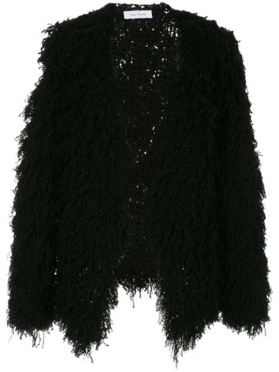 Shop Ryan Roche Furry Cardigan In Black
