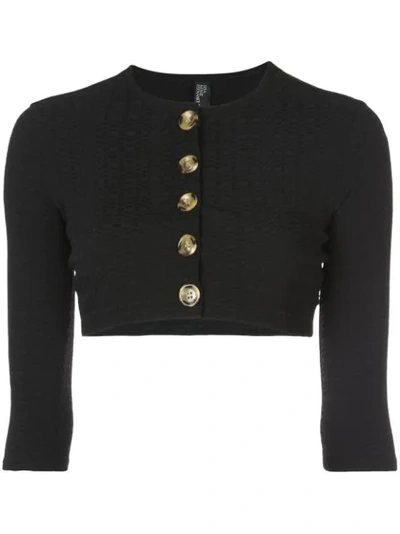 Shop Lisa Marie Fernandez Cropped Cardigan In Black