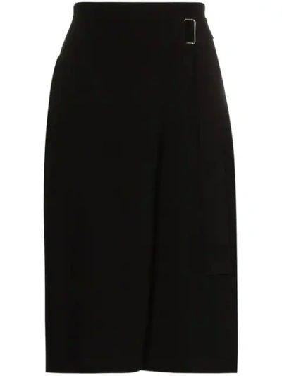 Shop Helmut Lang Knitted Wrap Midi Skirt In Black
