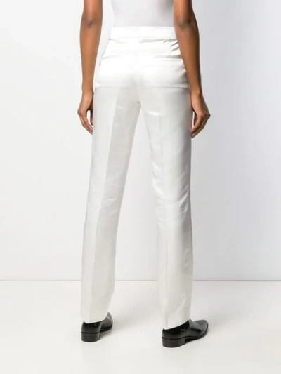 Shop Helmut Lang Straight-leg Satin Trousers In White