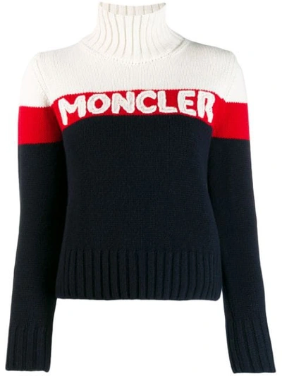 Shop Moncler Branded Jumper In Blue