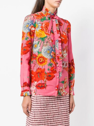 Shop Gucci Floral Print Blouse In Pink