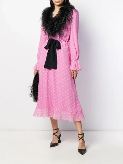 Shop Alessandra Rich Gepunktetes Midikleid In Pink