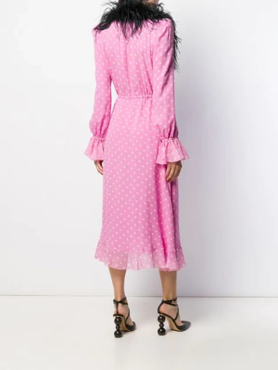 Shop Alessandra Rich Gepunktetes Midikleid In Pink