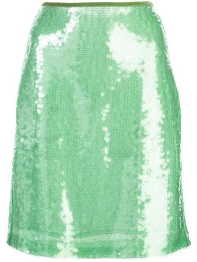 Shop Opening Ceremony Short Sequined Skirt In 3107 Pale Sage