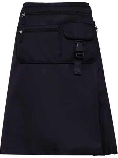 Shop Prada Multi-pocket Belt Bag Skirt In Black