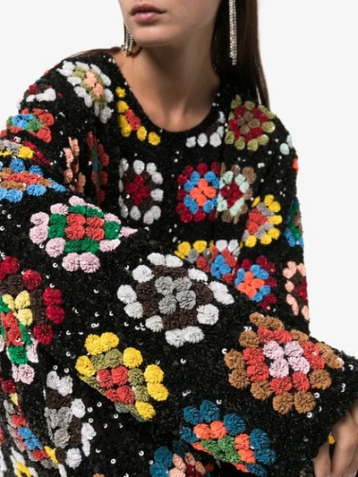 Shop Ashish Sequin-embellished Crochet Knit Jumper In Multicolour