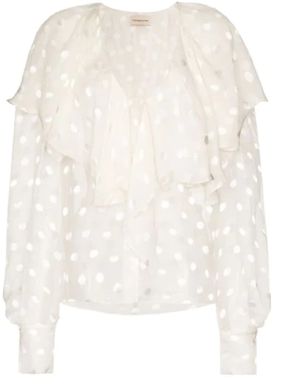 Shop Alexandre Vauthier Ruffle Design Blouse In White