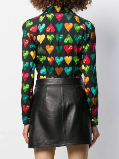 Shop Versace Heart Print Bodysuit In Black