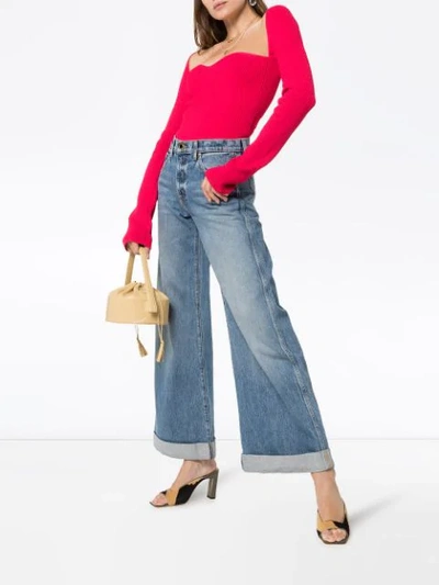 Shop Khaite Noelle Wide Leg Jeans In Blue