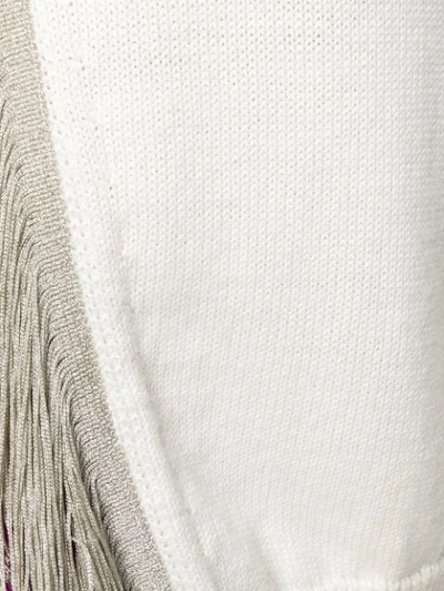 Shop Dondup Asymmetrical Fringe Sweatshirt In White