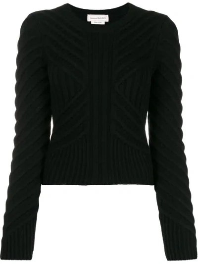 ALEXANDER MCQUEEN CHEVRON KNITTED JUMPER - 黑色