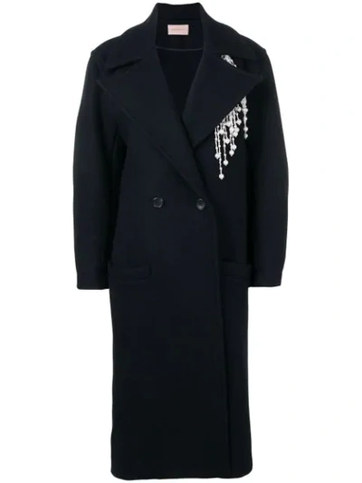 Shop Christopher Kane Pearl Embellished Coat In 4017 Midnight